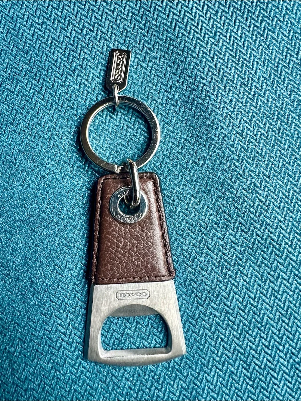 Coach Mahogany Leather Bottle Opener Keychain unisex - (Style F62097) - NEW
